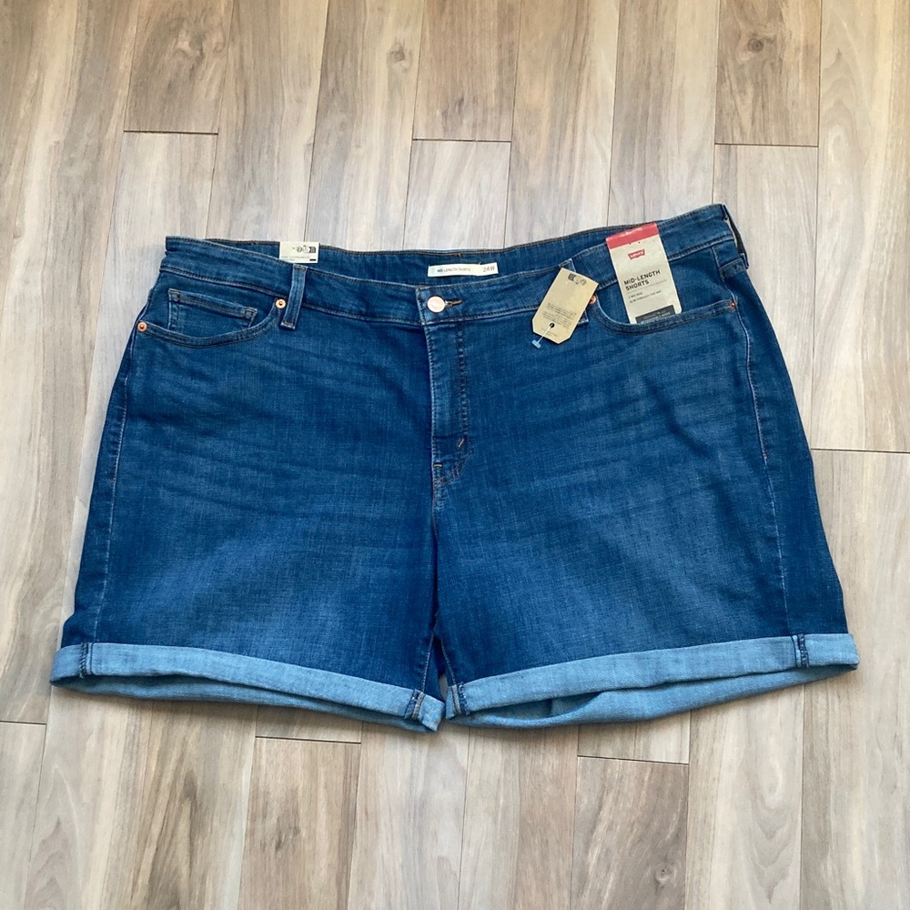 Levi's Jean Short mid length denim short mid rise cuffed 24W - Picture 5 of 17
